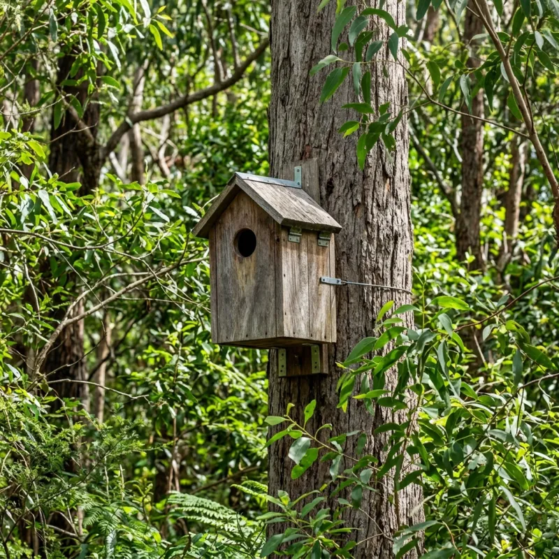 Animal nesting box installed as a humane alternative to a Claretown roof cavity